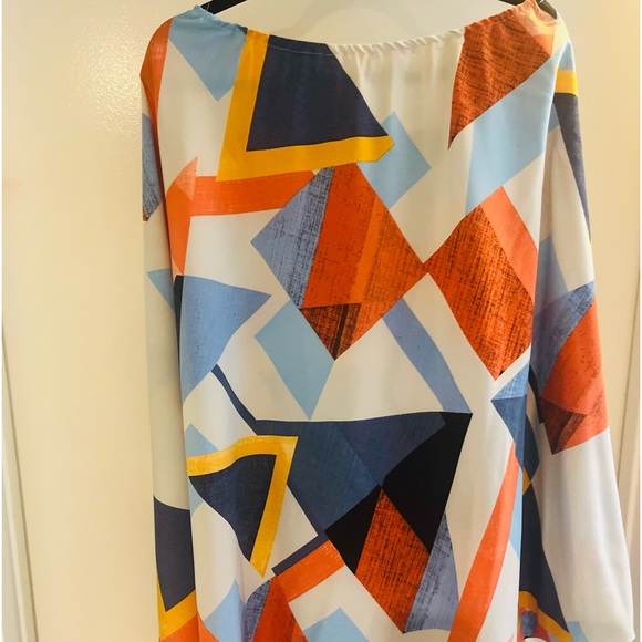 Colorful Geometric cape top or cover up with patterns and shapes - Picture 3 of 3